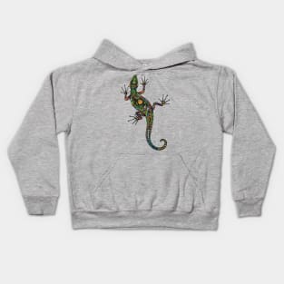 A vivid colourful climbing gecko / lizard Kids Hoodie